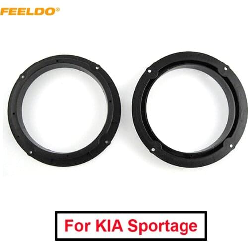 FEELDO 1Pair Car Front Door Speacker Mats For KIA Sportage Hollow Speaker Protection Pad Audio Horn Fitting Ring Set #MX6045