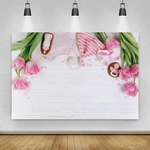 Rose Flowers White Wood Board Plank Photography Backdrops Newborn Baby Bottle Pacifiers Decor Portrait Photo Backgrounds Studio
