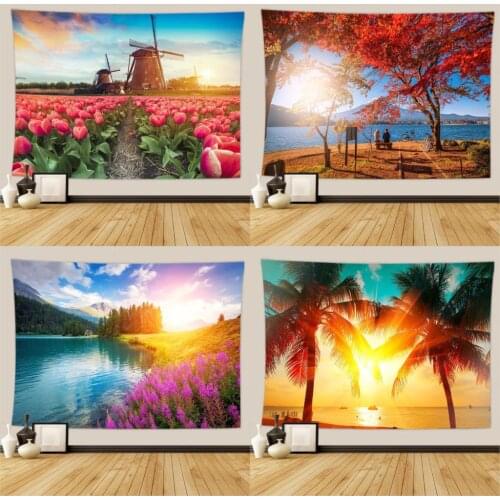 Beautiful Natural Forest Printed Large Wall Tapestry Hippie Wall Hanging Bohemian Flower Wall Tapestries Mandala Wall Art Decor