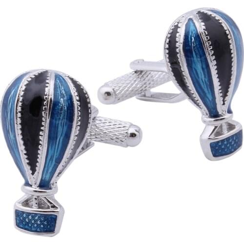 Hawson High Quality Fire Balloon Blue Cuff links Fun Enamel Cufflinks for Boys Party Gift