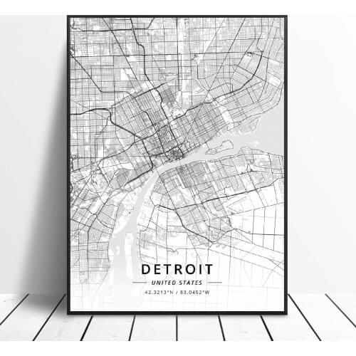 Detroit Memphis Miami Seattle Tucson Yonkers Unitedstates Map Canvas Art Poster