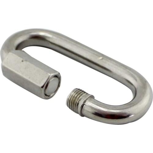 2PCS 5mm 6mm 8mm 304 Stainless Steel Carabiner Oval Screwlock Quick Link Lock Ring Hook Chain Rope Connector Buckle Locked Hook