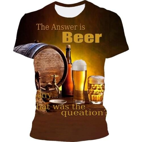 Mens and womens 3D printed T-shirt, beer printed T-shirt, short sleeve 3D T-shirt, fashion funny T-shirt, new in summer 2021