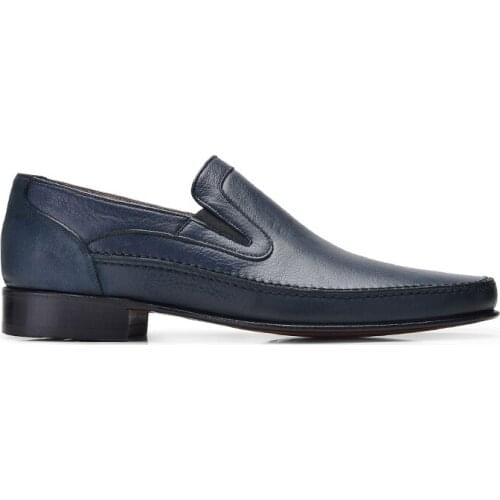 Nevzat Onay Genuine Leather Navy Men Classic Leather Sole Shoe -12001