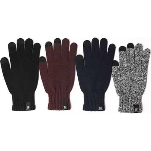 Men Womens Winter Knitted Touch Screen Gloves Outdoor Sport Training Snow Ski Full Finger Elastic Ribbed Cuff Stretchy Mittens