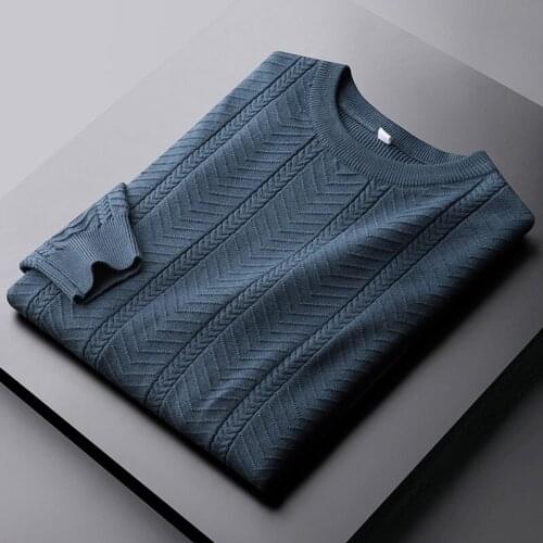 Classic Solid Color Male Sweaters Luxury Autumn Winter Casual Mens Sweater Fashion Jacquard Thickens Keep Warm Sweater Man 3XL