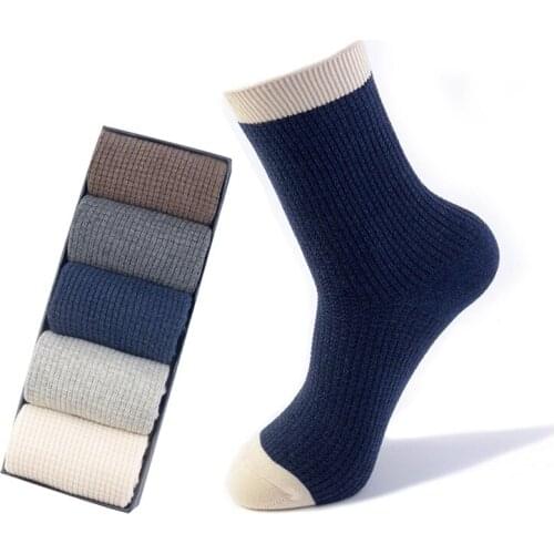 5 Pairs Winter High Quality Men Cotton Harajuku Happy Compression Socks Mens Business Dress Long Socks Gifts