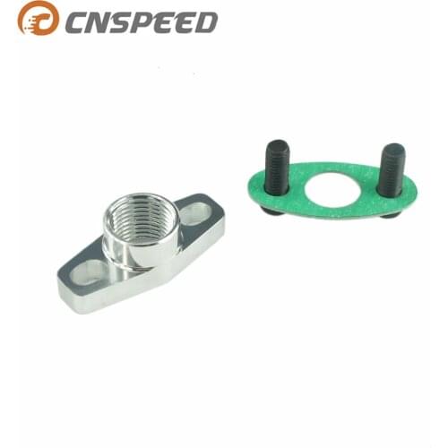 CNSPEED New Aluminum An10 1/2npt T3 T4 Turbo Oil Drain Return Flange Adapter Kit Turbo Fitting Oil Drain Flange YC100756