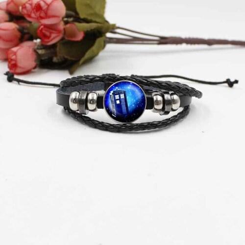 New Accessories Blue Nebula Cabin Braided Leather Glass Bracelet