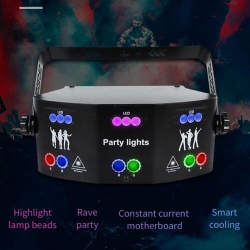 Upgrade RGB Disco Light DJ LED Strobe Light Laser Stage Projector 15 Eyes DMX512 Lamp Remote Control KTV Halloween Party Decor