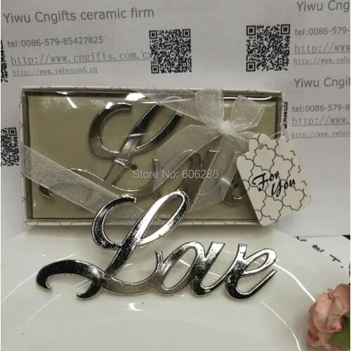 Wholesale wedding gift souvenirs of zinc alloy "love forever" LOVE bottle beer opener wedding favors and gifts 60pcs/lot