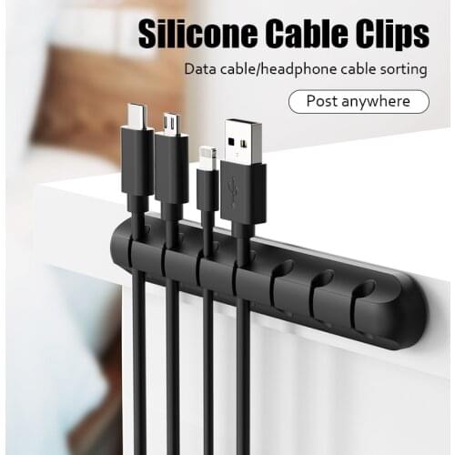 Cable Organizer Silicone USB Cable Winder Desktop Tidy Management Clips Cable Holder for Mouse Headphone Wire Organizer