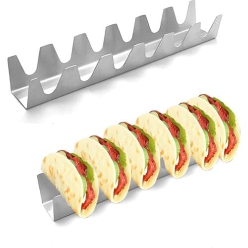 Taco Holder Stainless Steel Taco Stand Tray With 1-6 Slots Wave Shape Mexican Food Rack Shells Pie Tools
