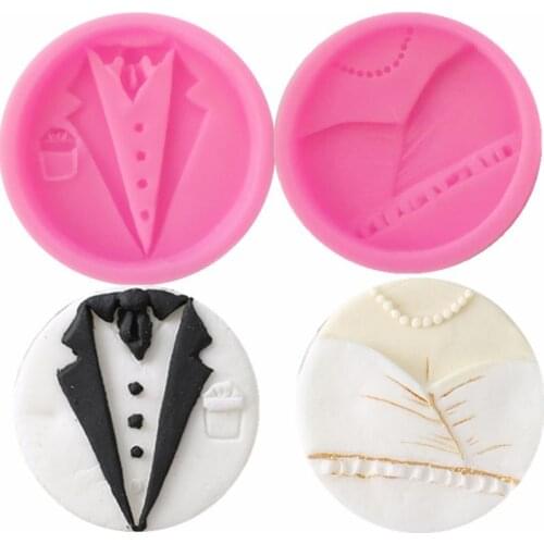 Wedding Party Supplies Fondant Cake biscuit Mould Baking Accessories bridegroom Bride Pattern Food Grade Silicone Chocolate Mold
