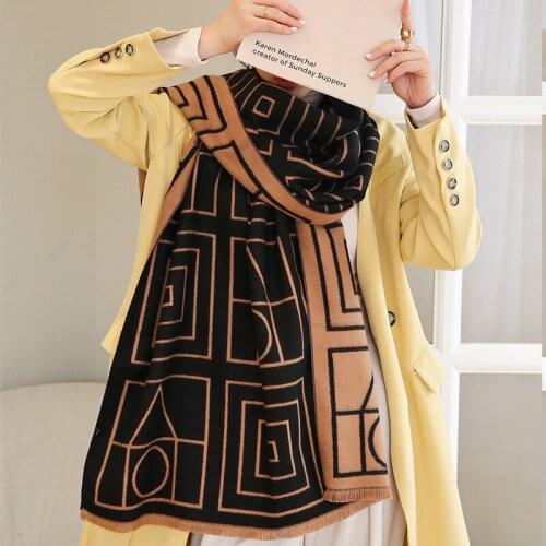 Luxury Brand Plaid Print Winter Scarf Women Cashmere Warm Pashmina Foulard Female Scarves Long Blanket Thick Soft Shawls Wraps