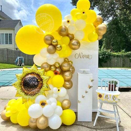 105pcs Sunflower Foil Balloon Garland Arch Kit Yellow Latex Balloons Birthday Wedding Summer Party Decor Baby Shower Globals