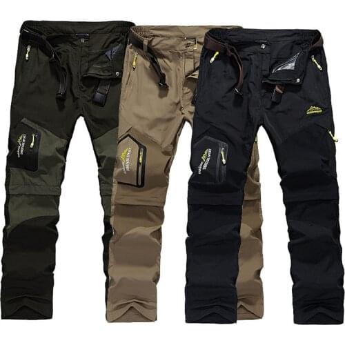 Mens Hiking Pants Outdoor Quick Dry Trousers Summer Breathable Camping Trousers Removable Shorts Trekking Hunting Fishing Pants