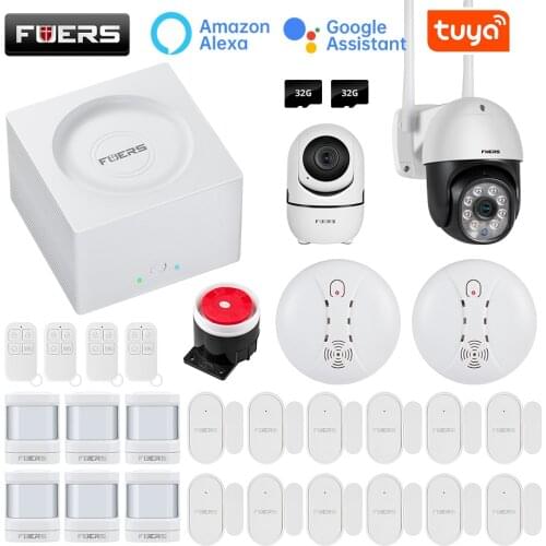 Fuers WIFI GSM TUYA Smart Home Security Alarm System Kit Wireless Alarm Control Motion Detector Sensor Burglar Alarm System