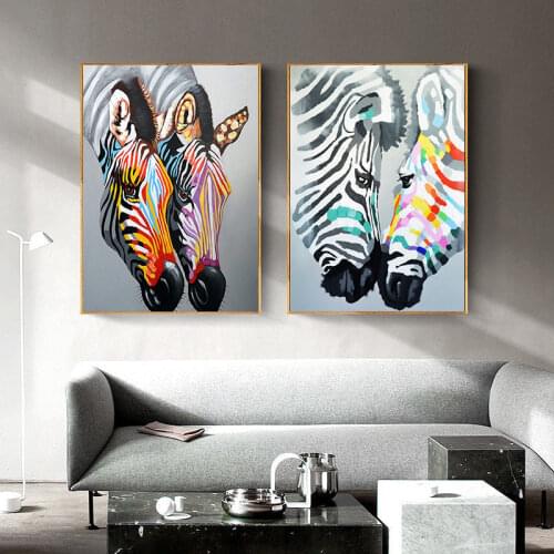 Nordic Canvas Painting Home Decor Zebra Animal Wall Art Watercolor Colorful Print Bedroom Minimalist Sweet Decor Art Painting