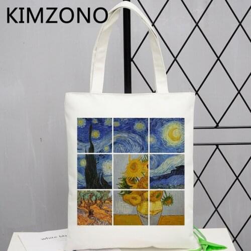 Van Gogh shopping bag shopper shopping bolso cotton grocery handbag bag bolsa compra foldable fabric reciclaje sac tissu