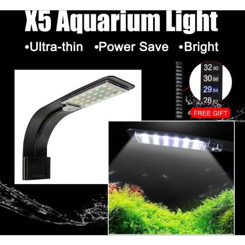 Senzeal Virgo Aquarium Led Lighting Super Slim X5 Clip-on Aquarium Plant 10W Grow Light EU/AU/US Plug Aquarium Fish Tank Light