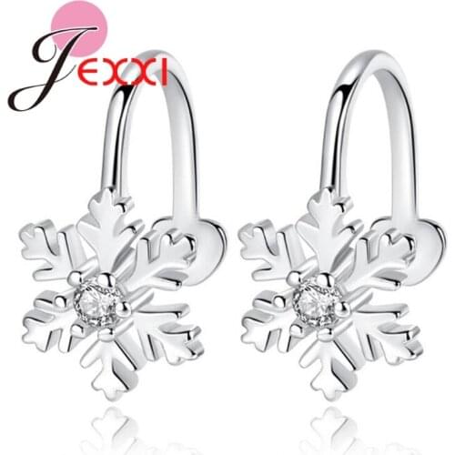 Original Brand New Arrival Snow Flower Shape Ear Clip Trendy Romantic Jewwlry For Women Bridal Wedding Engagement