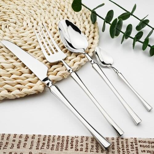 18/10 Silver Mirror Stainless Steel Dinnerware Set Cutlery Luxury Dinner Knife Dessert Fork Spoon Tableware for Home Kitchen Set