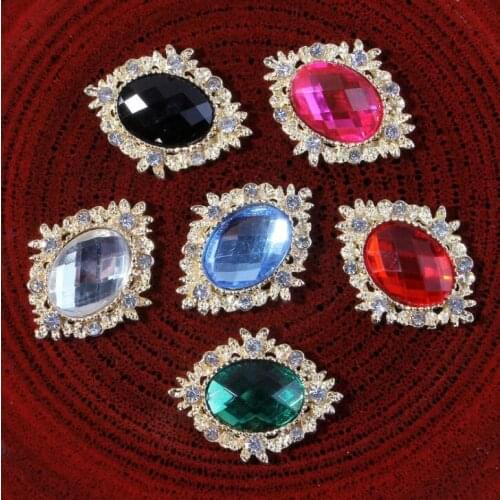 10 pcs/lot Acrylic Rhinestones Decorative Buttons Diy Girl Hair Ribbon Wedding Decoration Accessory