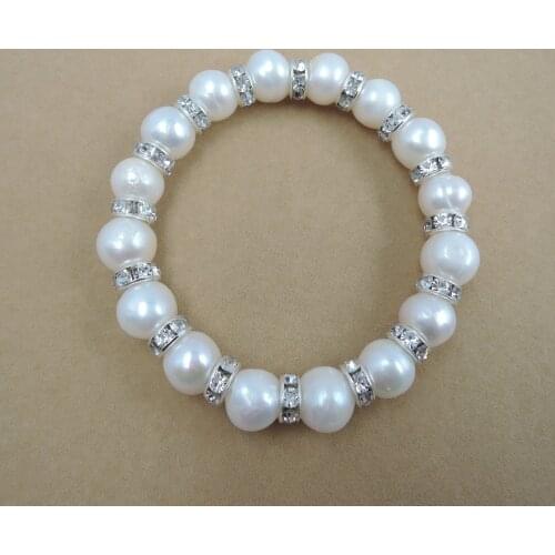 100% nature freshwater pearl bracelet with nice crystals accessories
