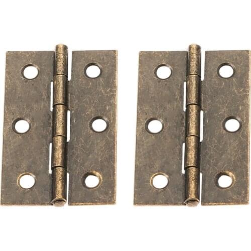 2sets Antique Bronze Hinges 65*40mm + 12 screws 6 Holes Right Angle Flat Kitchen Cabinet Door Jewelry Wooden Box Decor Wine Case