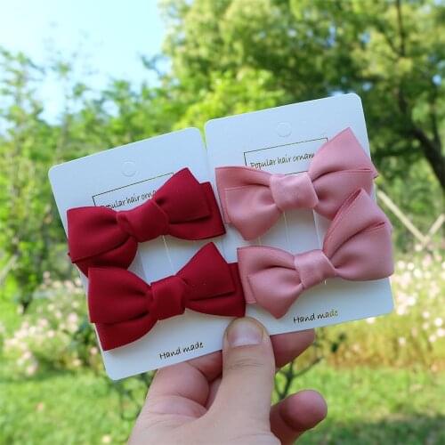 2/Pcs/Set Girl Classics Fashion Bow Ribbon Hair Clip Korean Headwear Spring Ponytail Clip Simple Hairpin Woman Head Flower Gift