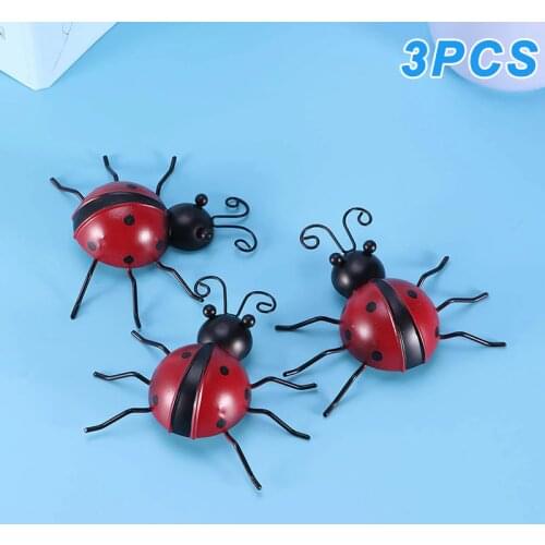 3 Pcs Iron Ladybug Metal Wall Hanging Home decoration crafts Art Decorations Ornament for Home Garden Adornment