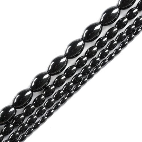 5pc Black Hematite No Magnetic Rice Olivary Shape Accessories Beads Natural Loose Strand Stone for DIY Jewelry Bracelet Making