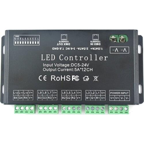 DMX constant voltage decoder 12 channels 12CH DMX control multi-channel DMX controller DMX decoder spot