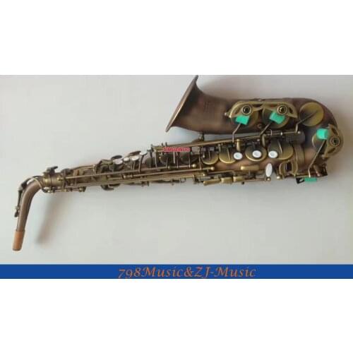 Eb Alto Saxophone Red Antique Body and Yellow Antique Keys High F# With-Black Pearl Buttons