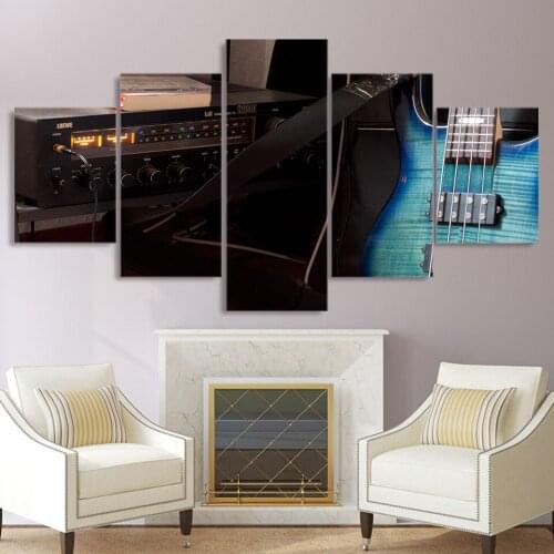 HD Printed Canvas Unframed Wall Painting 5 Panel Music Musical Instrument Guitars Living Room Modular Home Decor Pictures Poster
