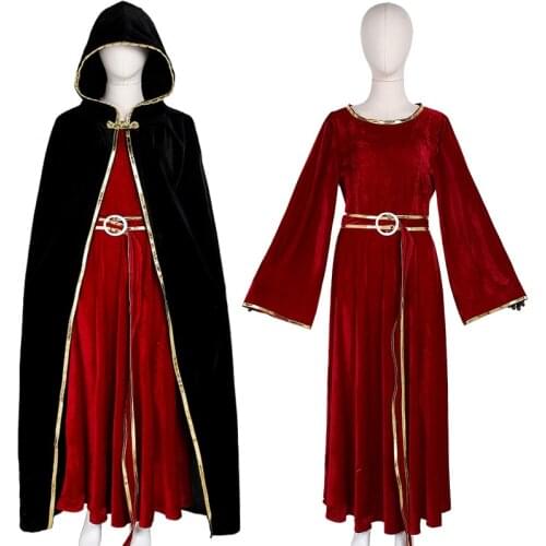 Custom Made Rapunzel Mother Gothel Cosplay Costume Dress Red Dress With Cape
