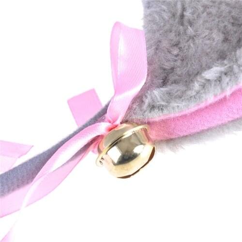 Kawaii Cat Ears Bell Bowknot Head Hoop Headdress Cosplay Anime Costume Party Decor Headwear Hairpinn Toy Gift :Faux Fur