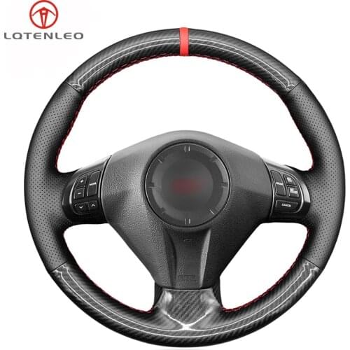 LQTENLEO Black Carbon Fiber Leather Car Steering Wheel Cover For Subaru Forester Legacy Outback Impreza WRX STI Exiga 2008-2014