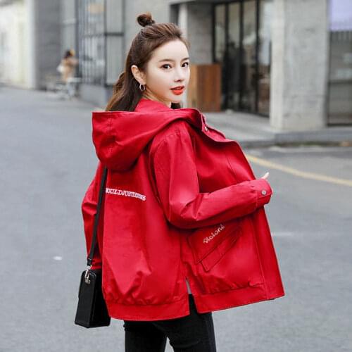 Spring Jacket Women 2021 New Loose Autumn Fashion Jackets Large Size 3XL Coat Black Pink Creamy-White Hooded Outerwear Female