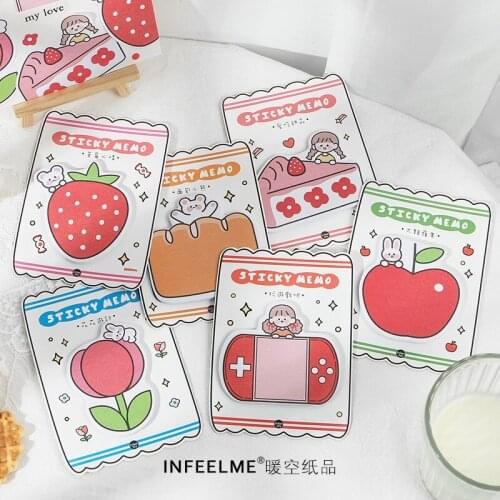 Cute cartoon girl cake strawberry bear Stickers Kawaii Notes Memo Pad School Supplies Paper Stationery Office Accessories