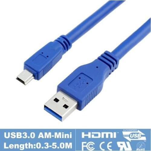 Mini USB 3.0 Cable Mini 10pin 30cm 60cm 100cm 150cm 1ft 2ft 3ft 5ft For tablets camcorders HUB HDD philips 10P Connector