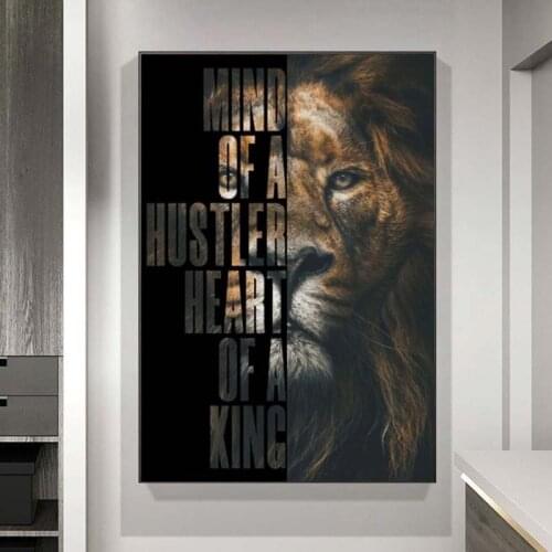 Lion Letter Motivational Quote Art Posters and Prints on Canvas Painting Decorative Wall Art Picture Office Home Decor Mural