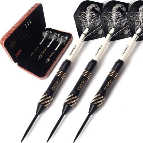 CUESOUL Black Scorpion Deluxe Steel Tip Darts Set with 20g Dart Barrels
