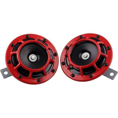New 2 PCS/Pair Universal Red +Black Super Loud Blast Tone Grille Mount Compact Car Horns DC 12V 335/400Hz 115Db Car Accessories