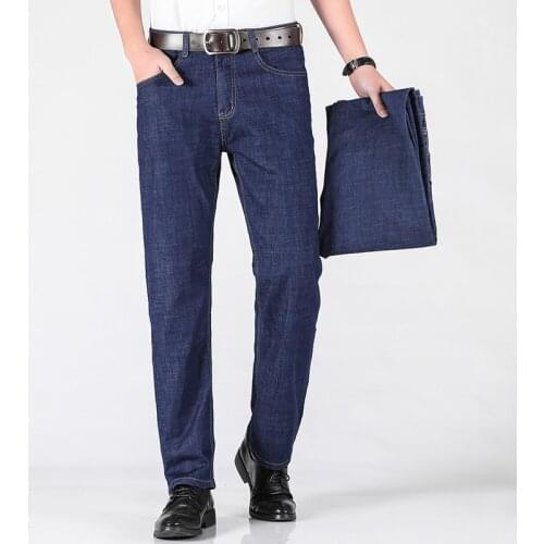 New Men Jeans Business Slim Fit Straight Baggy Jeans Pants for Casual Trousers Mens Jean Homme Classic Style Loose Pants 40