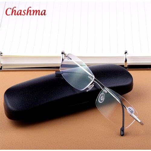 Super light Silver.Black Folding Light Flexible Memory Titanium Rimless Reading Glasses oculos de grau1.0 1.5 2.0 2.5 3.0 3.5
