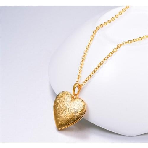 Heart locket necklace women valentines gift for her vintage rose gold color floating locket charms with chain P32G