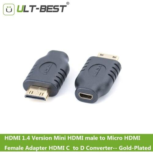 ULT-BEST Mini HDMI Male to Micro HDMI Female Adapter HDMI Type C to D Converter for Tablet Camera