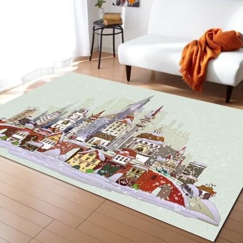 Christmas City Houses Building Carpet Bedroom Room Bedside Blanket Rug for Living Room Cloakroom Carpet Bedroom Decor